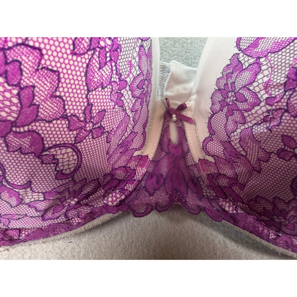 Torrid Purple Floral Lace Push Up Underwire Bra 40DDD Gray Padded Strappy 40 DDD - Picture 6 of 7